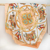 Foulard bandana en satin  peach turquoise